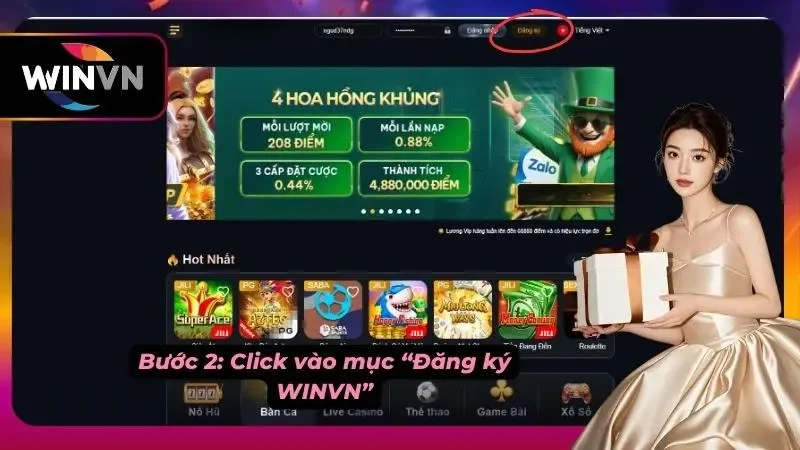 Nhấn vào nút “Đăng ký”
